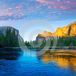 Yosemite Merced River el Capitan and Half Dome photo