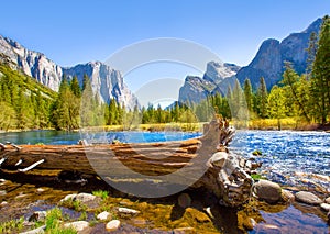 Yosemite Merced River el Capitan and Half Dome photo