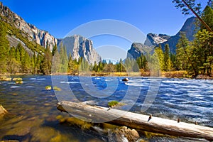 Yosemite Merced River el Capitan and Half Dome photo