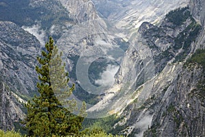 Yosemite mountain slopes and Ravines