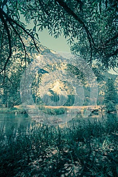 Yosemite National Park in California with vintage retro tone