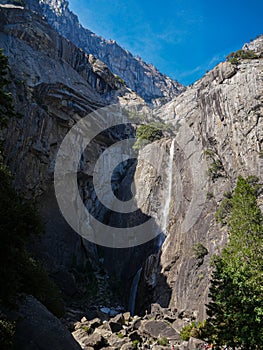 Yosemite national park, El Capitan cliffs and granite rocky landscapes, giant sequoia and muir forest grove