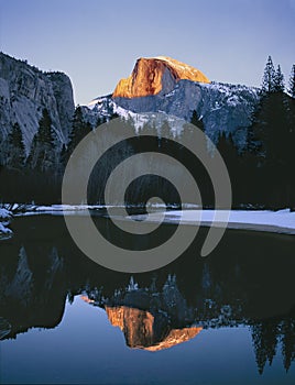 Yosemite National Park Half Dome Sunset Winter Light