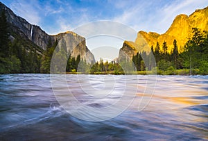 Yosemite National park with river in foreground,California,usa.