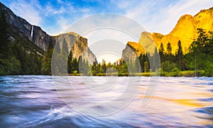 Yosemite National park with river in foreground,California,usa