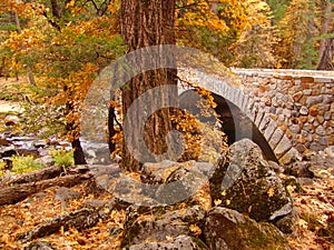 Yosemite National Park Stone Bridge in Autumn