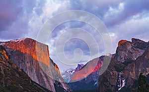 Yosemite national park at sunset.