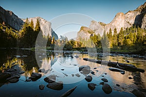 Yosemite National Park at sunset in summer, California, USA