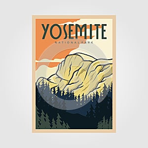 Yosemite national park vintage poster outdoor vector illustration design