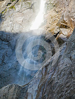 Yosemite national park, Waterfalls. El Capitan cliffs and granite rocky landscapes, giant sequoia and muir forest grove