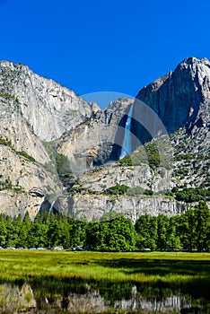 Yosemite Upper and Lower Falls in the Yosemite National Park, California, USA