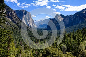 Yosemite Valley with Blue Sky and Clouds