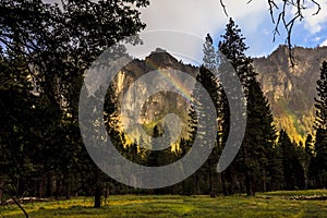 Yosemite Valley Floor with Rainbow