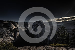 Yosemite Valley on a moonlit night