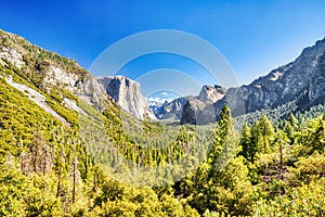 Yosemite Valley view from the Tunnel Entrance to the Valley during a Sunny Day, Yosemite National Park