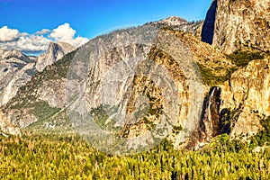 Yosemite Valley view from the Tunnel Entrance to the Valley during a Sunny Day, Yosemite National Park