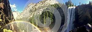 Yosemite Waterfall with rainbow