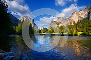 Yosemites Rocks and Merced River