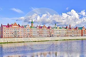 Yoshkar-Ola, Mari El, Russia. City architecture. View on the Bruges embankment