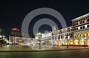 Yoshkar-Ola at night. Obolensky-Nogotkov square. Mari El republic