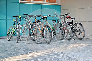 Bicycle parking near the building