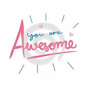 You are awesome word illustration