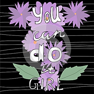 You Can Do It - hand drawn lettering quote.