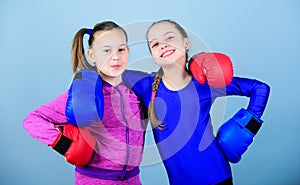 You can do it workout of small girls boxer in sportswear. Fitness diet. energy health. punching knockout. Childhood