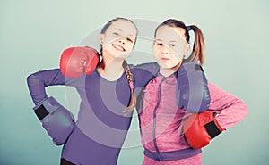 You can do it workout of small girls boxer in sportswear. Fitness diet. energy health. punching knockout. Childhood