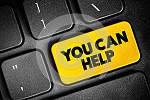 You Can Help text button on keyboard, concept background