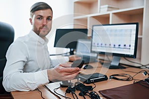 You can trust us. Polygraph examiner works in the office with his lie detector`s equipment