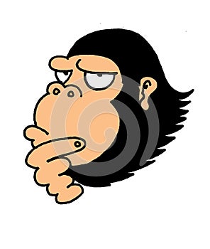Illustration of a chimpance thinking photo