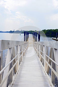 You can walk down the metal plank to the waters egde.