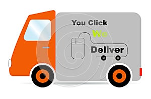 You Click we deliver Home delivery concept vector illustration of online shopping