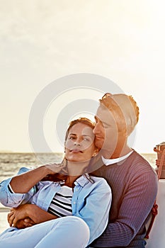 You have my whole heart for my whole life. a couple enjoying a boat cruise out on the ocean.