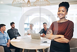 You have to hold great confidence if you want to succeed. Portrait of a young businesswoman standing in an office with