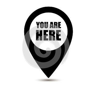 You are here icon. Map pointer icons. Marker location icon with you are here. Map pin icon with you are here