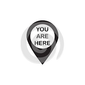 You Are Here Location Pointer Pin. Sign design concept for web, business, cover and art. GPS Destination marker. Navigation. Targe