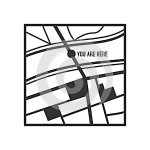 You are Here Map Outline Flat Icon on White