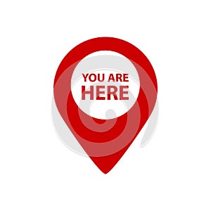 You Are Here Map Pointer - Vector Illustration - Isolated On White Background photo