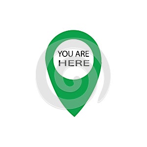 You are here sign icon. Info map pointer with your location