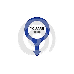 You are here sign icon. Info map pointer with your location