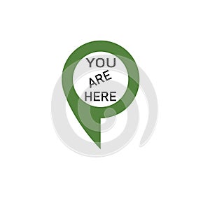 You are here sign icon. Info map pointer with your location