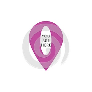 You are here sign icon. Info map pointer with your location