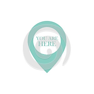 You are here sign icon. Info map pointer with your location