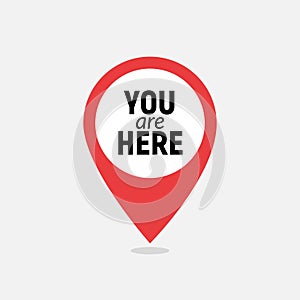 You are here sign icon mark. Destination or location point concept. Pin position marker design photo