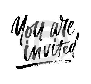 You are invited brush lettering invitation. Modern calligraphy i photo