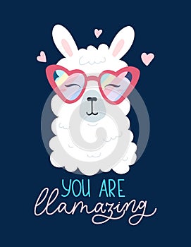 You are llamazing adorable card with alpaca and lettering