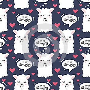 You are llamazing llama seamless pattern. Cute llama drawing w