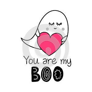 You are my Boo - Valentine`s Day handdrawn illustration.